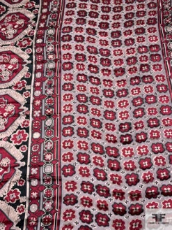 Floral Rug Motif Burnout Silk Chiffon - Wine / Black / Tan 15 Floral Rug Motif Burnout Silk Chiffon - Wine / Black / Tan -Fabrics And Fabrics Store 14369 4