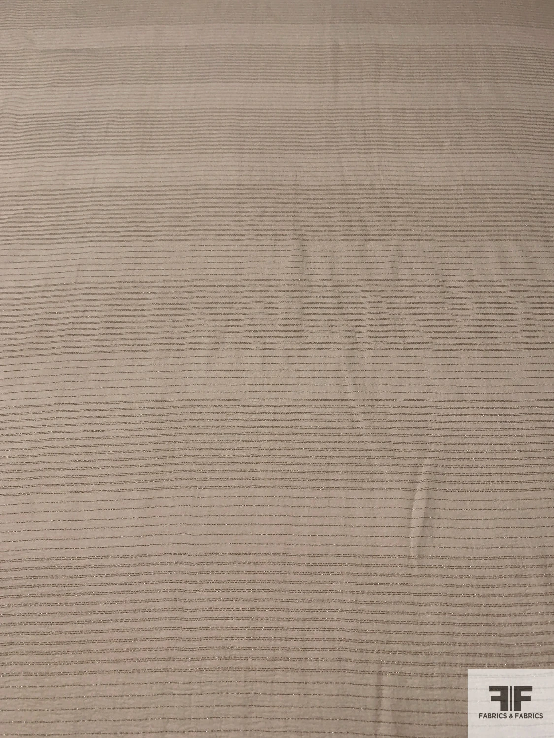 Textured Silk Chiffon With Horizontal Lurex Pinstripes - Light Tan 6 Textured Silk Chiffon With Horizontal Lurex Pinstripes - Light Tan - Image 4
