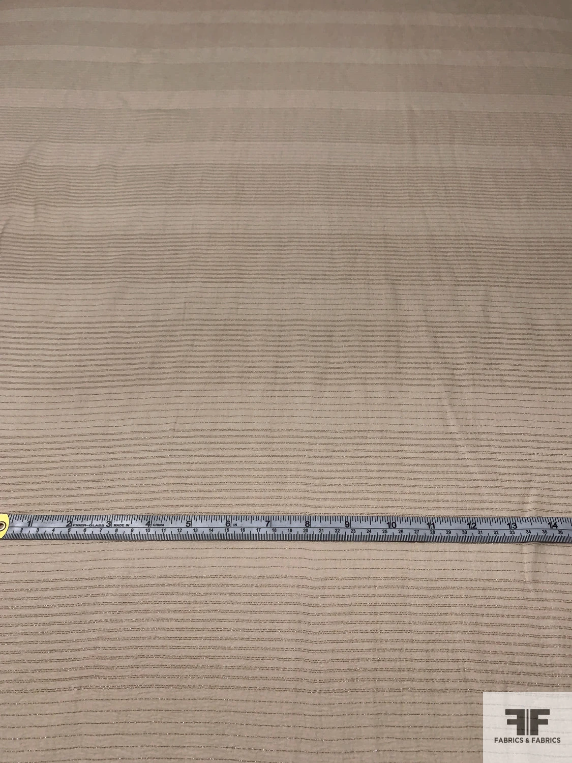 Textured Silk Chiffon With Horizontal Lurex Pinstripes - Light Tan 7 Textured Silk Chiffon With Horizontal Lurex Pinstripes - Light Tan - Image 5