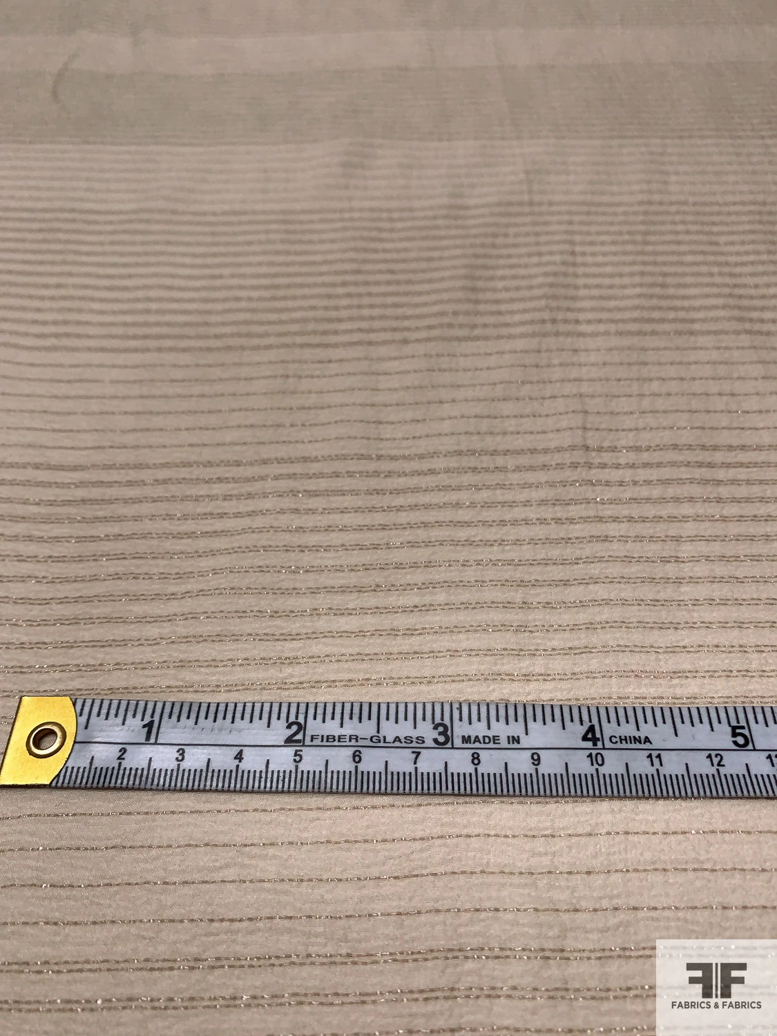 Textured Silk Chiffon With Horizontal Lurex Pinstripes - Light Tan 8 Textured Silk Chiffon With Horizontal Lurex Pinstripes - Light Tan - Image 6