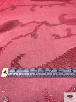 French Fine Silk Chiffon With Paisley Border Lurex Design - Strawberry / Green / Red -Fabrics And Fabrics Store 14394 6