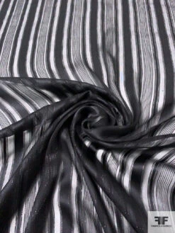 Multisize Satin Striped Burnout Crinkled Silk Chiffon With Black Lurex Pinstripes - Black 12 Multisize Satin Striped Burnout Crinkled Silk Chiffon With Black Lurex Pinstripes - Black -Fabrics And Fabrics Store 14398 2