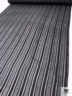 Multisize Satin Striped Burnout Crinkled Silk Chiffon With Black Lurex Pinstripes - Black 17 Multisize Satin Striped Burnout Crinkled Silk Chiffon With Black Lurex Pinstripes - Black -Fabrics And Fabrics Store 14398 7