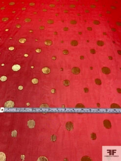 Circle Pattern Silk And Lurex Chiffon - Red / Gold -Fabrics And Fabrics Store 14429 4