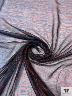 French Novelty Lurex Silk Chiffon In Ombré Effect - Red / Blue / Black -Fabrics And Fabrics Store 14433 2
