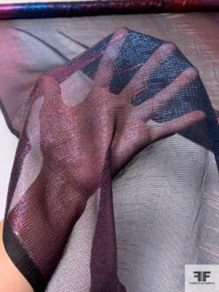 French Novelty Lurex Silk Chiffon In Ombré Effect - Red / Blue / Black