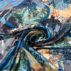 Abstract Printed Burnout Silk Blend Chiffon - Teal / Turquoise / Black / Oranges 2 Abstract Printed Burnout Silk Blend Chiffon - Teal / Turquoise / Black / Oranges -Fabrics And Fabrics Store 14440 1