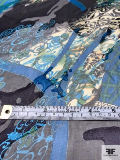 Abstract Printed Burnout Silk Blend Chiffon - Teal / Turquoise / Black / Oranges 15 Abstract Printed Burnout Silk Blend Chiffon - Teal / Turquoise / Black / Oranges -Fabrics And Fabrics Store 14440 5