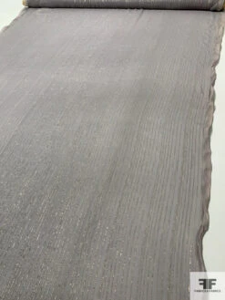 Solid Silk Chiffon With Gold Lurex Pinstripes - Dove Grey / Gold -Fabrics And Fabrics Store 14448 6