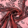 Paisley Pattern Silk-Rayon Burnout Chiffon - Brick Red / Black -Fabrics And Fabrics Store 14459 1