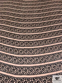 Linear Floral Design Silk-Rayon Burnout Chiffon - Tan / Black -Fabrics And Fabrics Store 14460 3