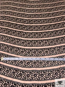 Linear Floral Design Silk-Rayon Burnout Chiffon - Tan / Black -Fabrics And Fabrics Store 14460 4