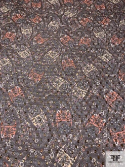 Wispy Paisley Printed Silk Chiffon With Gold Lurex Dots - Brown / Peach / Black / Ivory 14 Wispy Paisley Printed Silk Chiffon With Gold Lurex Dots - Brown / Peach / Black / Ivory -Fabrics And Fabrics Store 14461 4