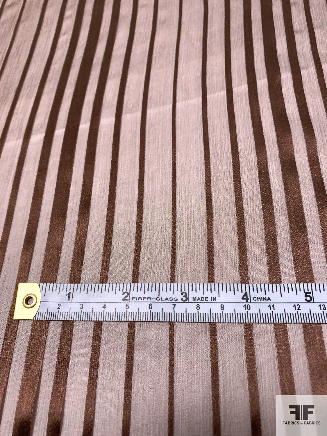 French Satin Striped Burnout Silk Chiffon - Classic Brown 8 French Satin Striped Burnout Silk Chiffon - Classic Brown - Image 6