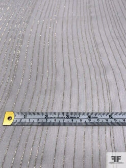 Solid Silk Chiffon With Gold Lurex Pinstripes - Soft Grey / Gold 15 Solid Silk Chiffon With Gold Lurex Pinstripes - Soft Grey / Gold -Fabrics And Fabrics Store 14485 6