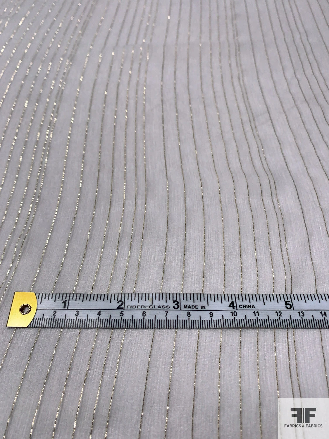 Solid Silk Chiffon With Gold Lurex Pinstripes - Soft Grey / Gold 8 Solid Silk Chiffon With Gold Lurex Pinstripes - Soft Grey / Gold - Image 6