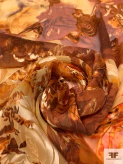 Romantic Floral Printed Burnout Silk-Rayon Chiffon - Shades Of Brown / Orange / Caramel 13 Romantic Floral Printed Burnout Silk-Rayon Chiffon - Shades Of Brown / Orange / Caramel -Fabrics And Fabrics Store 14495 3