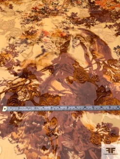 Romantic Floral Printed Burnout Silk-Rayon Chiffon - Shades Of Brown / Orange / Caramel 15 Romantic Floral Printed Burnout Silk-Rayon Chiffon - Shades Of Brown / Orange / Caramel -Fabrics And Fabrics Store 14495 5