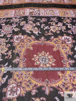 Paisley Box Frame Printed Metallic Silk Chiffon Panel - Wine Red / Mustard Yellow / Black / Gold 16 Paisley Box Frame Printed Metallic Silk Chiffon Panel - Wine Red / Mustard Yellow / Black / Gold -Fabrics And Fabrics Store 14505 5
