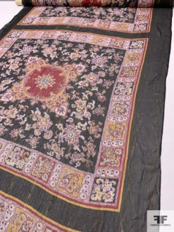 Paisley Box Frame Printed Metallic Silk Chiffon Panel - Wine Red / Mustard Yellow / Black / Gold