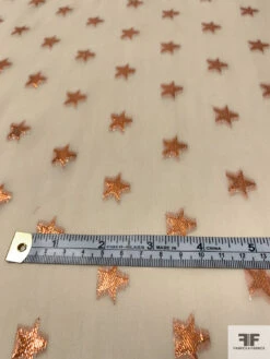 Metallic Stars Fil Coupé Silk Chiffon - Nude / Rose Gold -Fabrics And Fabrics Store 14530 6