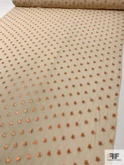 Metallic Stars Fil Coupé Silk Chiffon - Nude / Rose Gold -Fabrics And Fabrics Store 14530 7