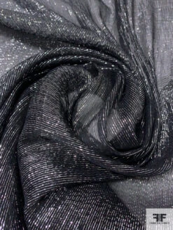 Lurex Pinstriped Silk Chiffon - Black / Silver