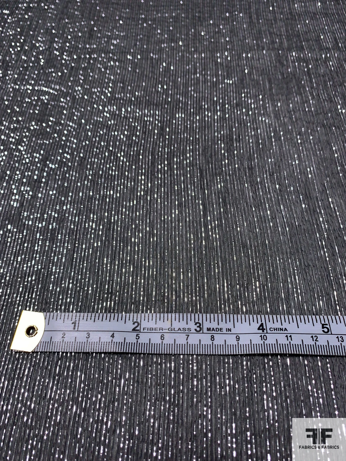 Lurex Pinstriped Silk Chiffon - Black / Silver 8 Lurex Pinstriped Silk Chiffon - Black / Silver - Image 6