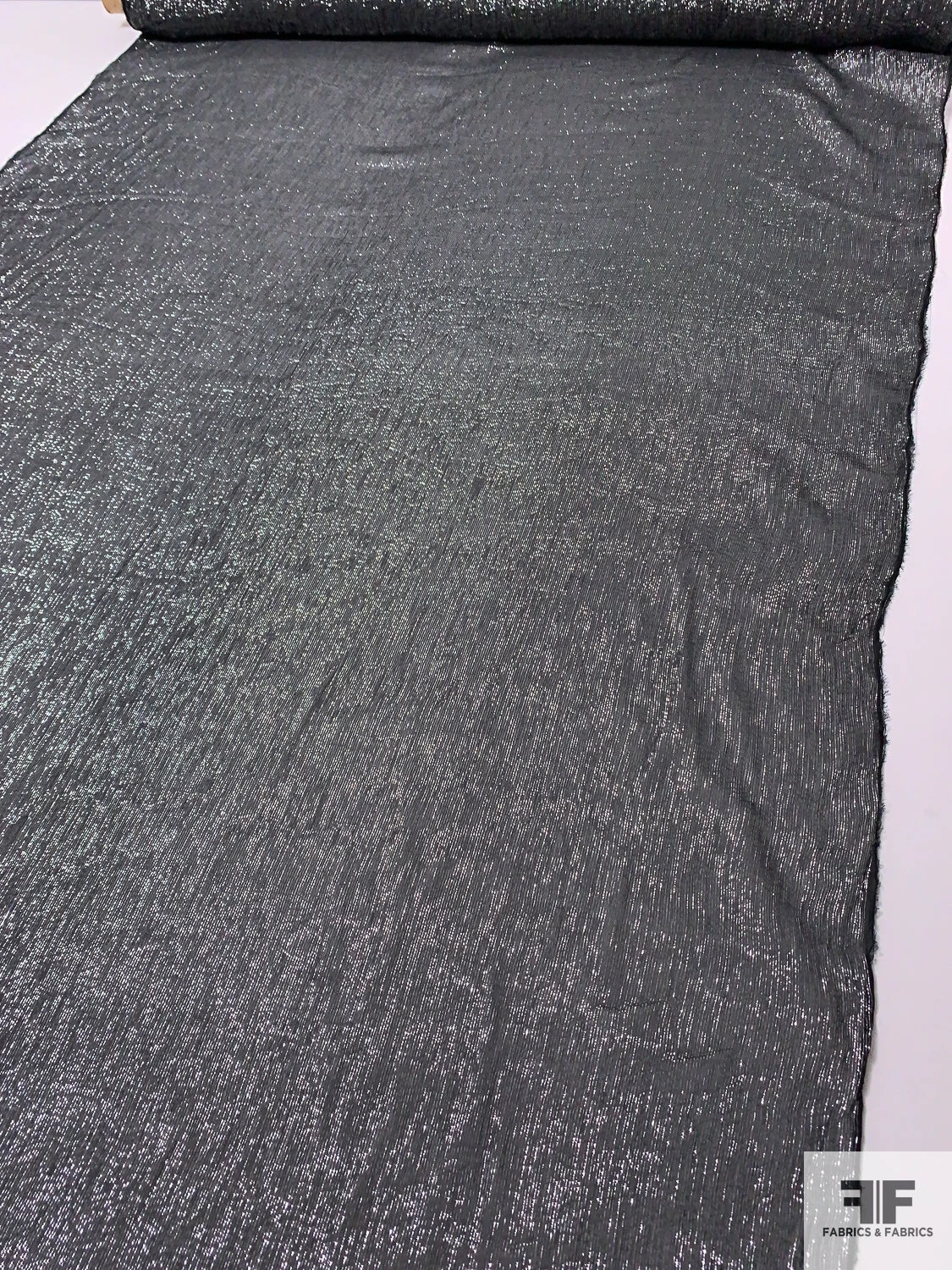 Lurex Pinstriped Silk Chiffon - Black / Silver 9 Lurex Pinstriped Silk Chiffon - Black / Silver - Image 7