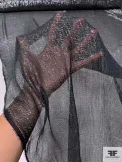 Lurex Pinstriped Silk Chiffon - Black / Silver 17 Lurex Pinstriped Silk Chiffon - Black / Silver -Fabrics And Fabrics Store 14538 8