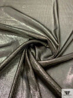 Lurex Pinstriped Silk Chiffon - Silvery-Gold / Black
