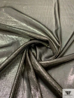 Lurex Pinstriped Silk Chiffon - Silvery-Gold / Black -Fabrics And Fabrics Store 14541 2