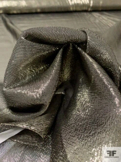 Lurex Pinstriped Silk Chiffon - Silvery-Gold / Black -Fabrics And Fabrics Store 14541 8