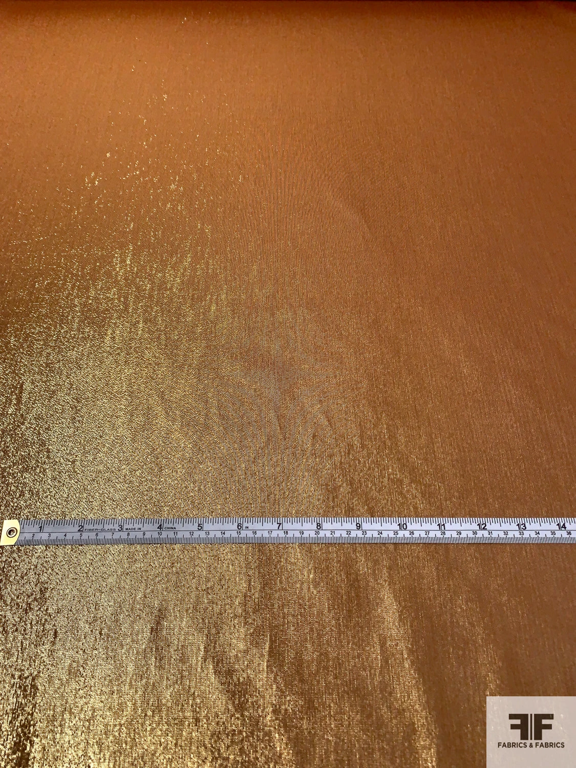 Lurex Pinstriped Silk Chiffon With Fused Backing - Saddle / Gold 7 Lurex Pinstriped Silk Chiffon With Fused Backing - Saddle / Gold - Image 5