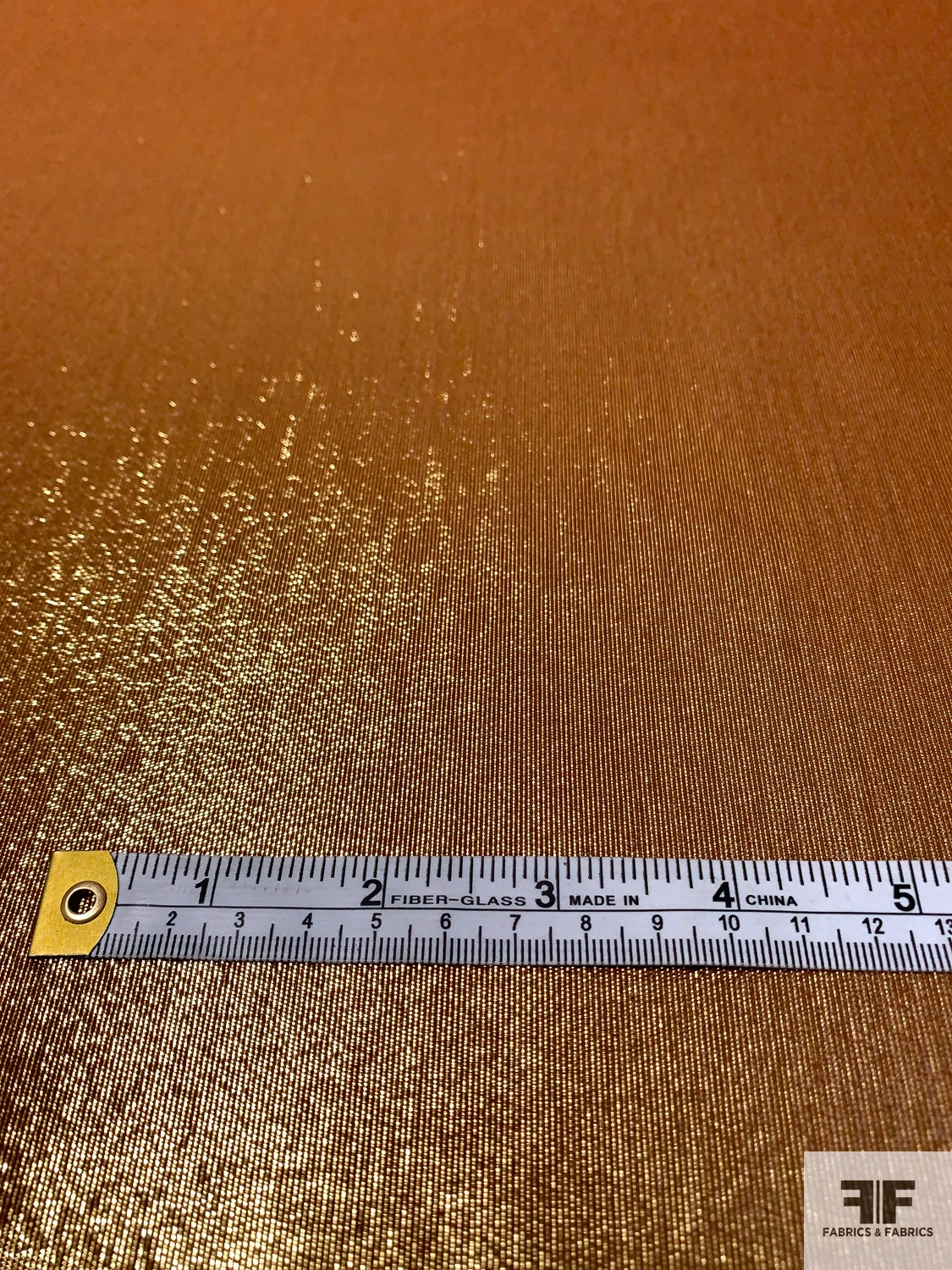 Lurex Pinstriped Silk Chiffon With Fused Backing - Saddle / Gold 8 Lurex Pinstriped Silk Chiffon With Fused Backing - Saddle / Gold - Image 6