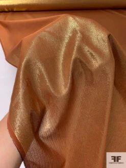 Lurex Pinstriped Silk Chiffon With Fused Backing - Saddle / Gold 17 Lurex Pinstriped Silk Chiffon With Fused Backing - Saddle / Gold -Fabrics And Fabrics Store 14546 7