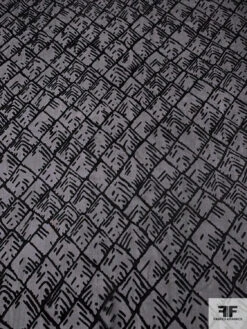 Geometric Burnout Silk Chiffon - Black