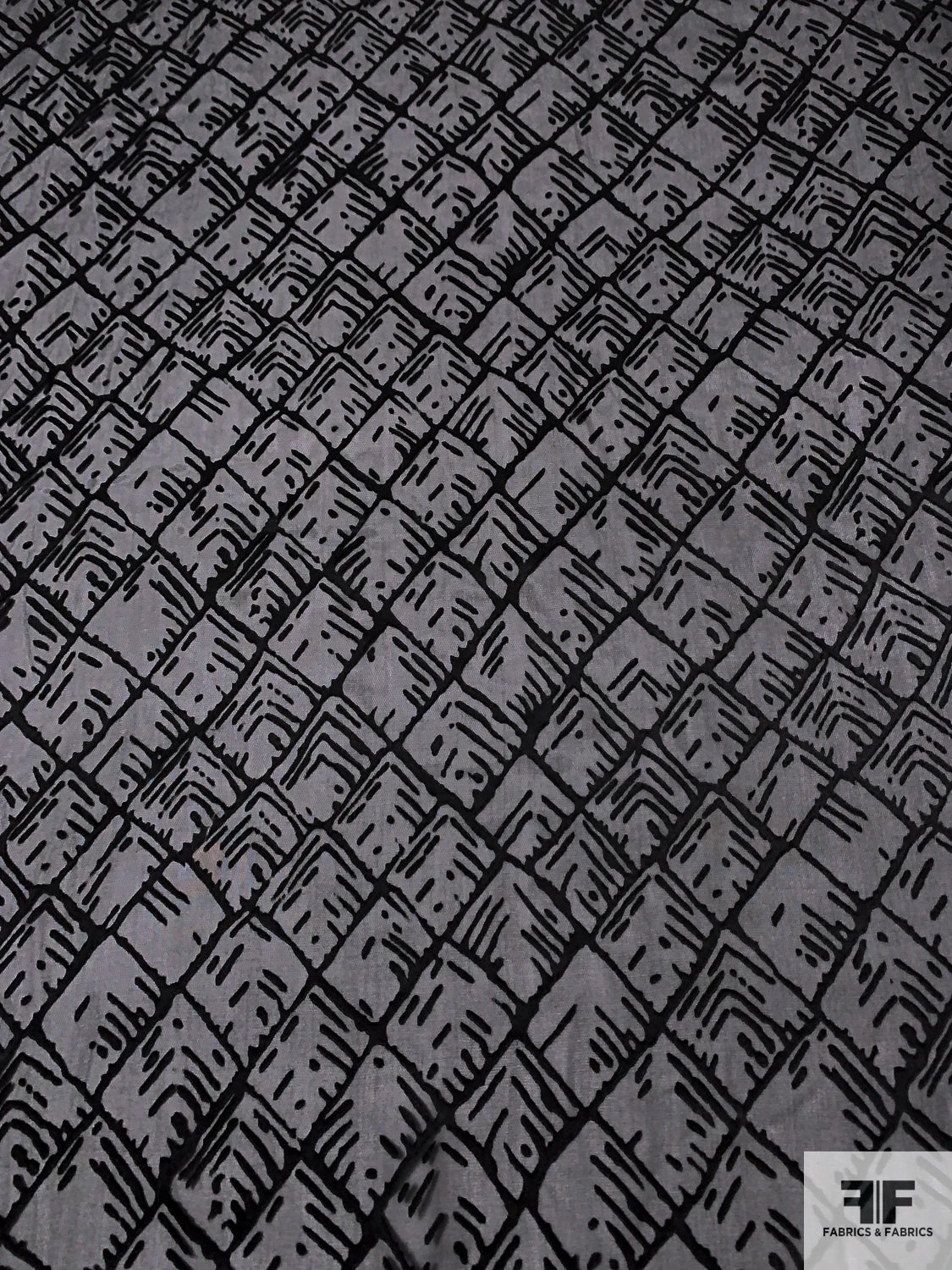 Geometric Burnout Silk Chiffon - Black 3 Geometric Burnout Silk Chiffon - Black