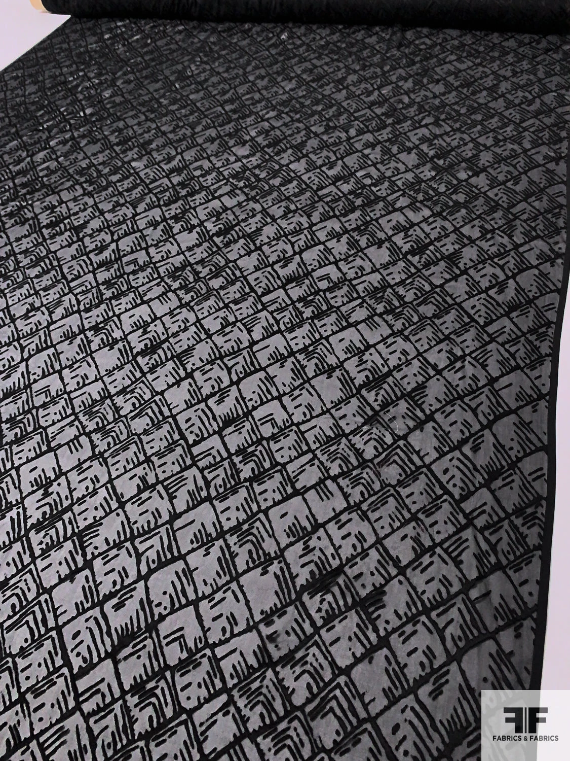 Geometric Burnout Silk Chiffon - Black 9 Geometric Burnout Silk Chiffon - Black - Image 7