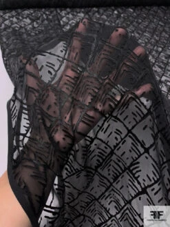 Geometric Burnout Silk Chiffon - Black 17 Geometric Burnout Silk Chiffon - Black -Fabrics And Fabrics Store 14555 8