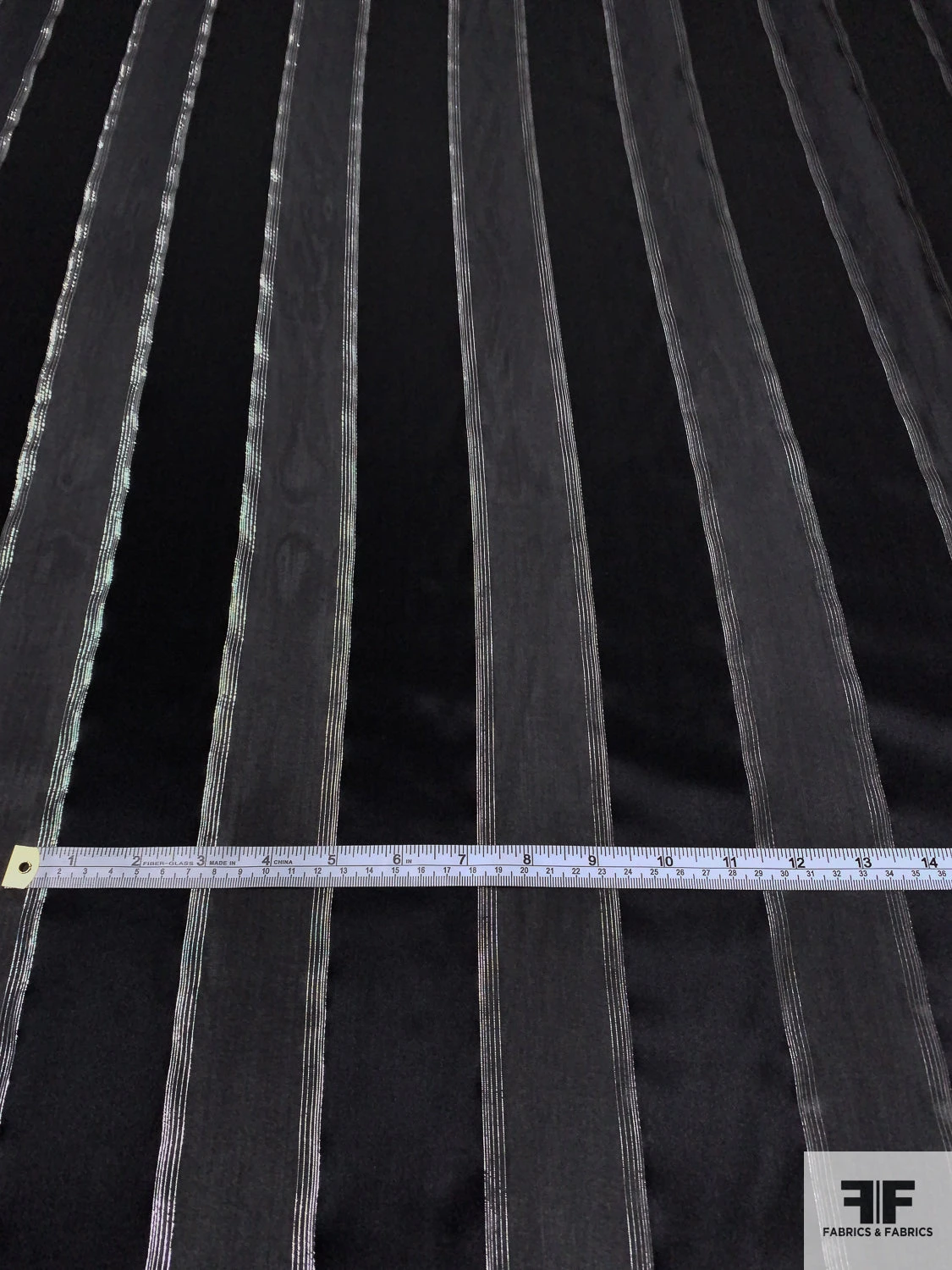 Satin Striped Silk Chiffon With Lurex Pinstripes - Black / Silver 7 Satin Striped Silk Chiffon With Lurex Pinstripes - Black / Silver - Image 5