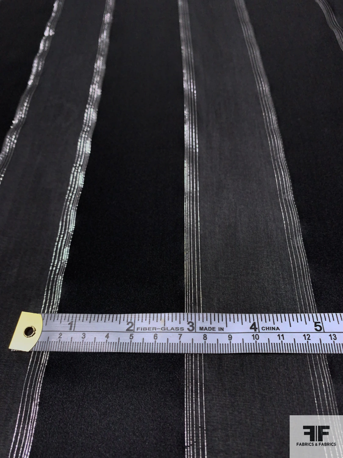 Satin Striped Silk Chiffon With Lurex Pinstripes - Black / Silver 8 Satin Striped Silk Chiffon With Lurex Pinstripes - Black / Silver - Image 6