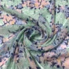 Floral Printed Silk Chiffon With Metallic Detailing - Minty Green / Navy / Light Peach