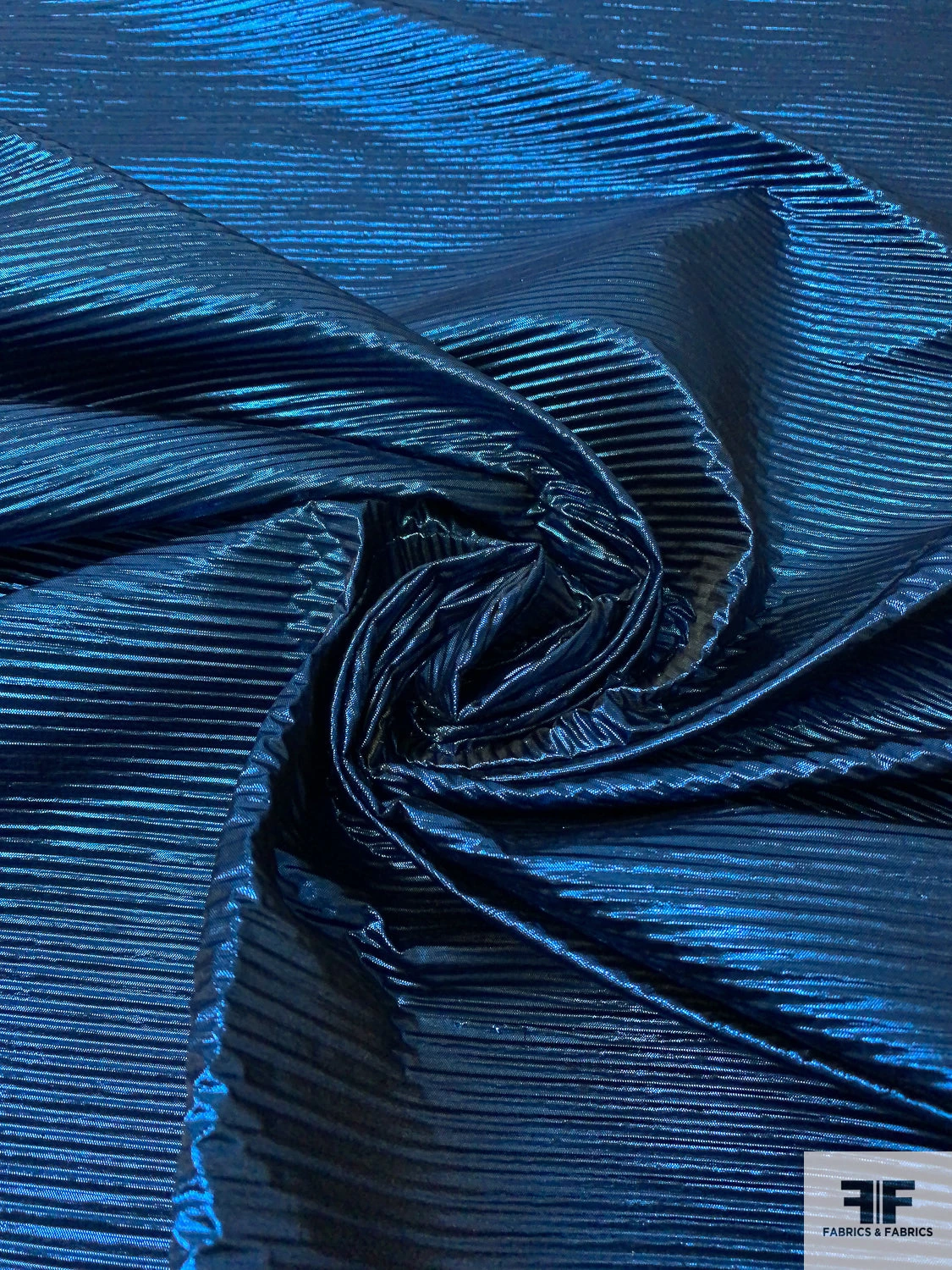 Italian Crisp Pleated-Look Lamé - Metallic Blue 3 Italian Crisp Pleated-Look Lamé - Metallic Blue