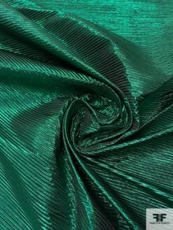 Italian Crisp Pleated-Look Lamé - Metallic Green