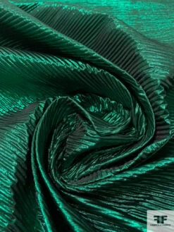 Italian Crisp Pleated-Look Lamé - Metallic Green 12 Italian Crisp Pleated-Look Lamé - Metallic Green -Fabrics And Fabrics Store 14626 3