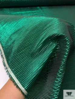 Italian Crisp Pleated-Look Lamé - Metallic Green 15 Italian Crisp Pleated-Look Lamé - Metallic Green -Fabrics And Fabrics Store 14626 8