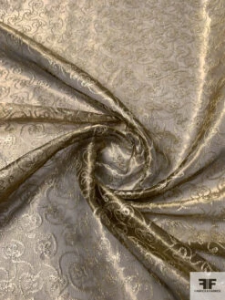 Metallic Organza With Intricate Metallic Thread Embroidery - Antique Gold / Black -Fabrics And Fabrics Store 14658 2