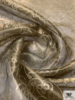 Metallic Organza With Intricate Metallic Thread Embroidery - Antique Gold / Black -Fabrics And Fabrics Store 14658 3