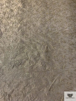 Metallic Organza With Intricate Metallic Thread Embroidery - Antique Gold / Black -Fabrics And Fabrics Store 14658 4
